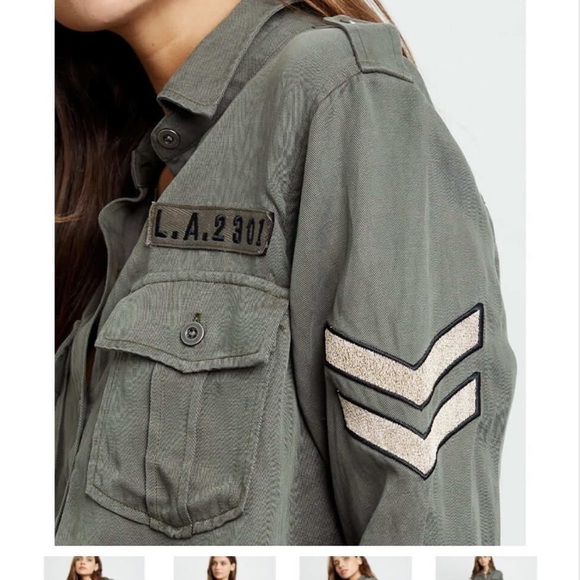 RAILS Conrad Olive Green Military Patch Jacket Raw Hem Embroidered Sz S - Picture 11 of 16